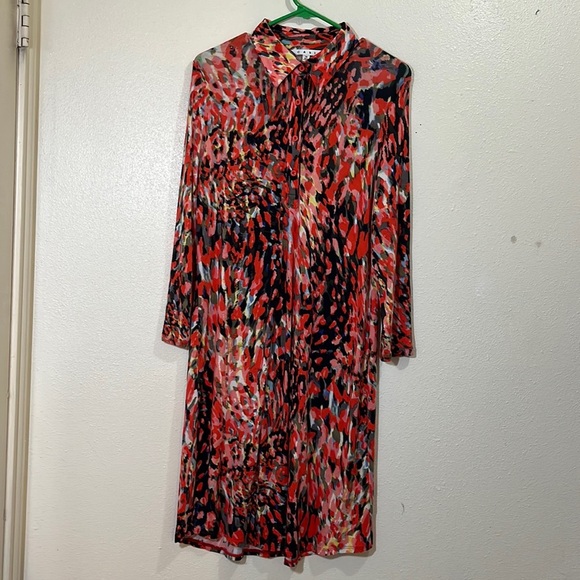 CAbi Dresses & Skirts - Cabi watercolor jersey dress. Colors are Orange/ black and gray. Size Medium